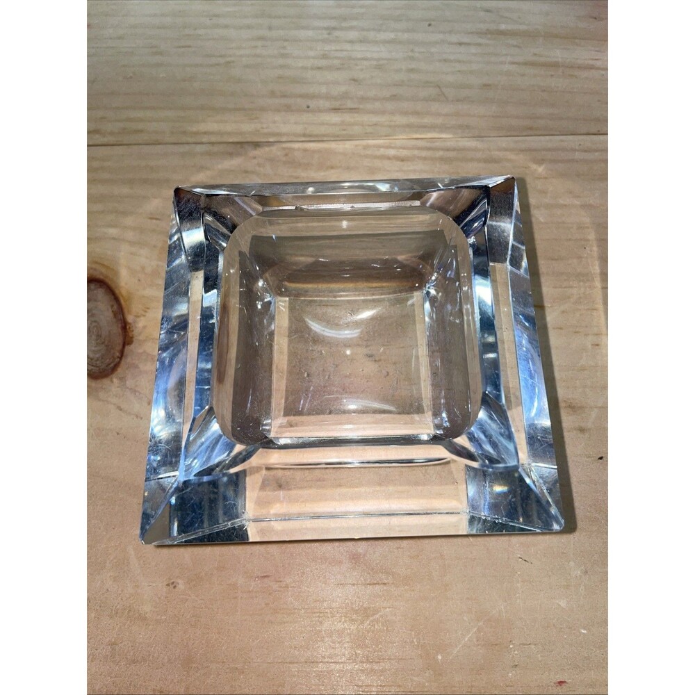MCM Vintage Heavy Cut Glass Ashtray